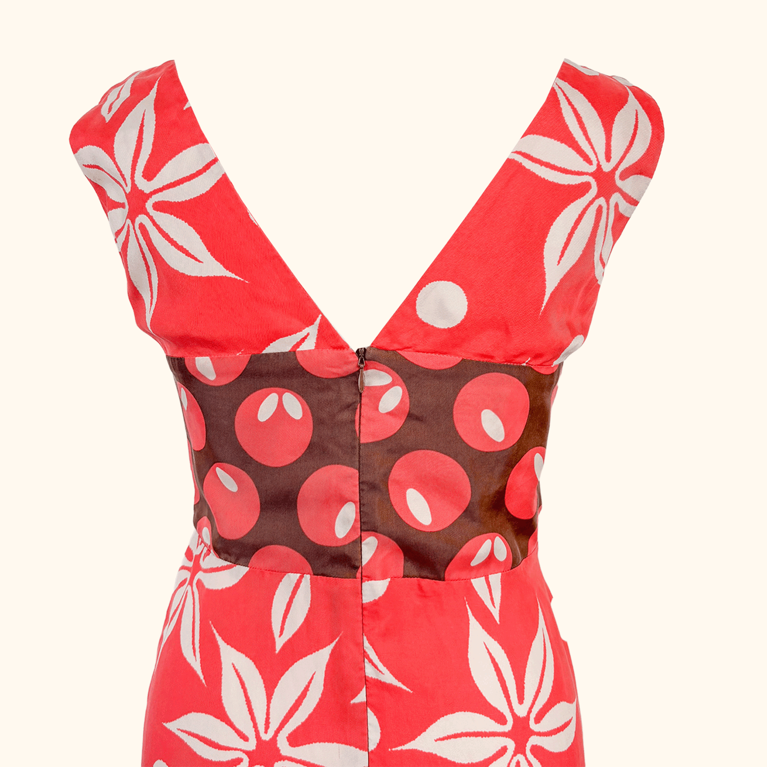 Tara Jarmon Coral Hawaiian Midi Dress - Size Medium