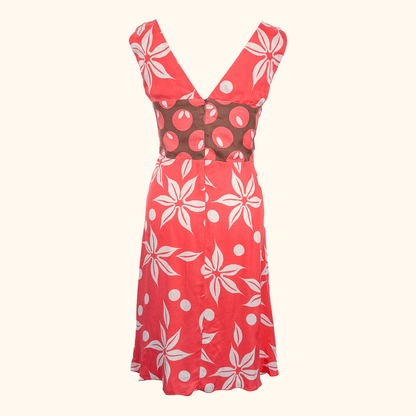 Tara Jarmon Coral Hawaiian Midi Dress - Size Medium