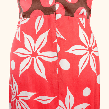 Tara Jarmon Coral Hawaiian Midi Dress - Size Medium
