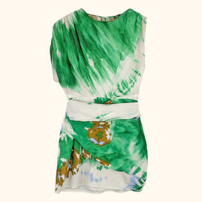 Zara Green Asymmetric Mini Dress - Size Medium