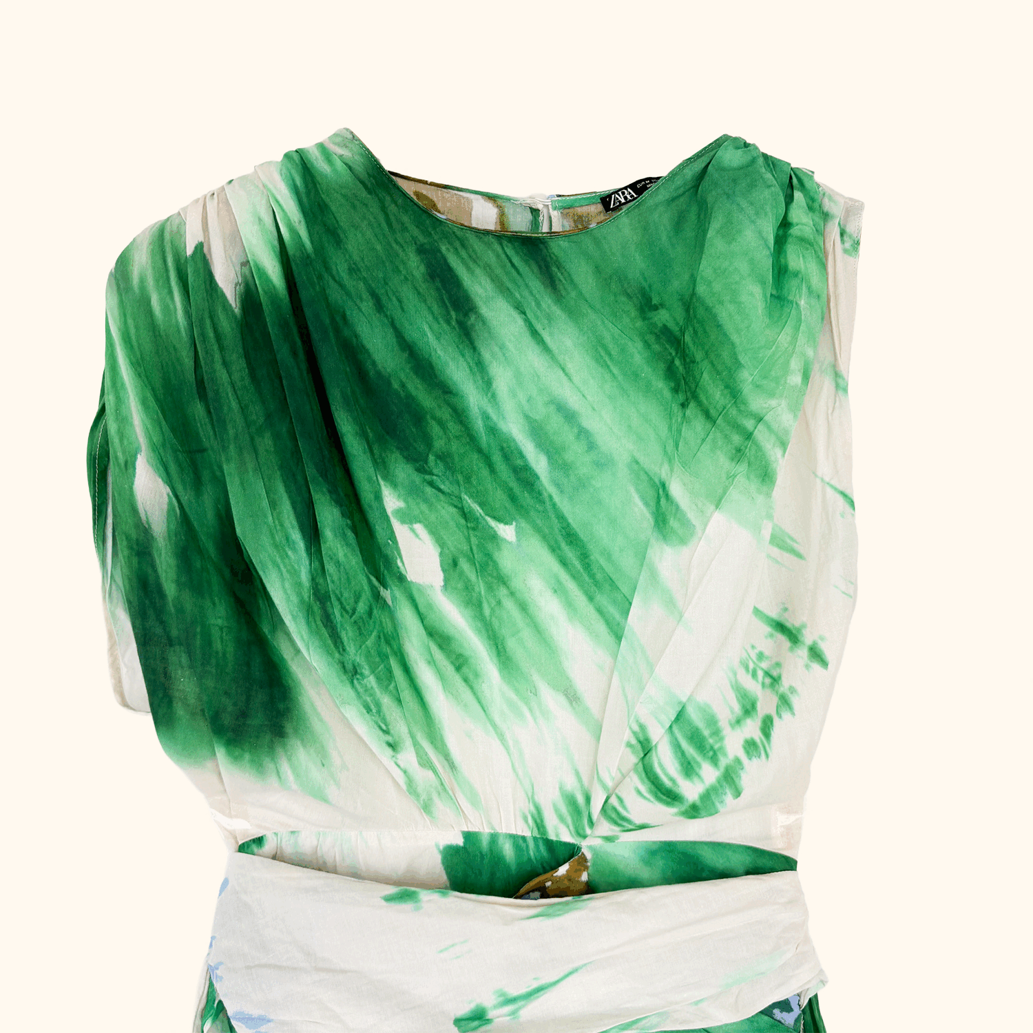 Zara Green Asymmetric Mini Dress - Size Medium