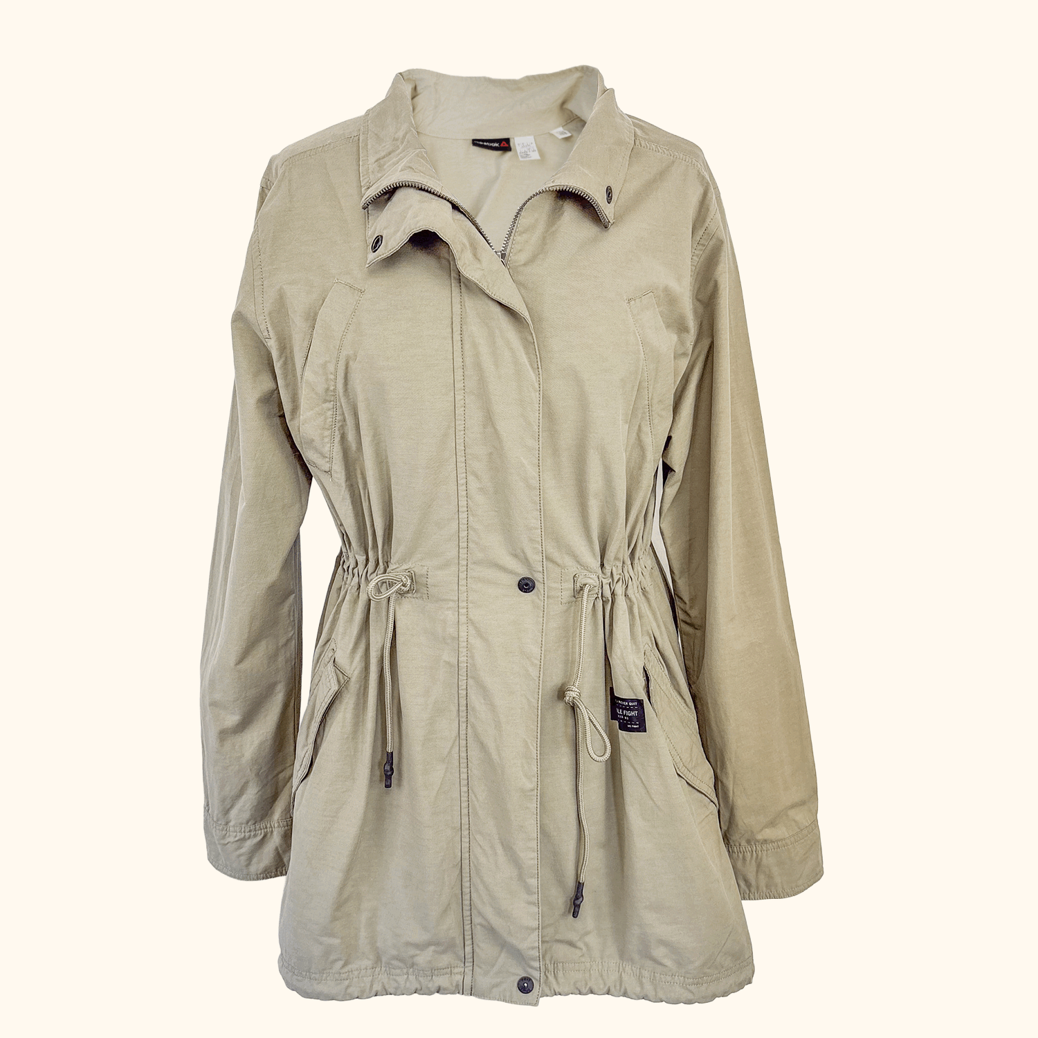 Reebok Noble Fight Fishtail Khaki Parka Jacket - Size Small