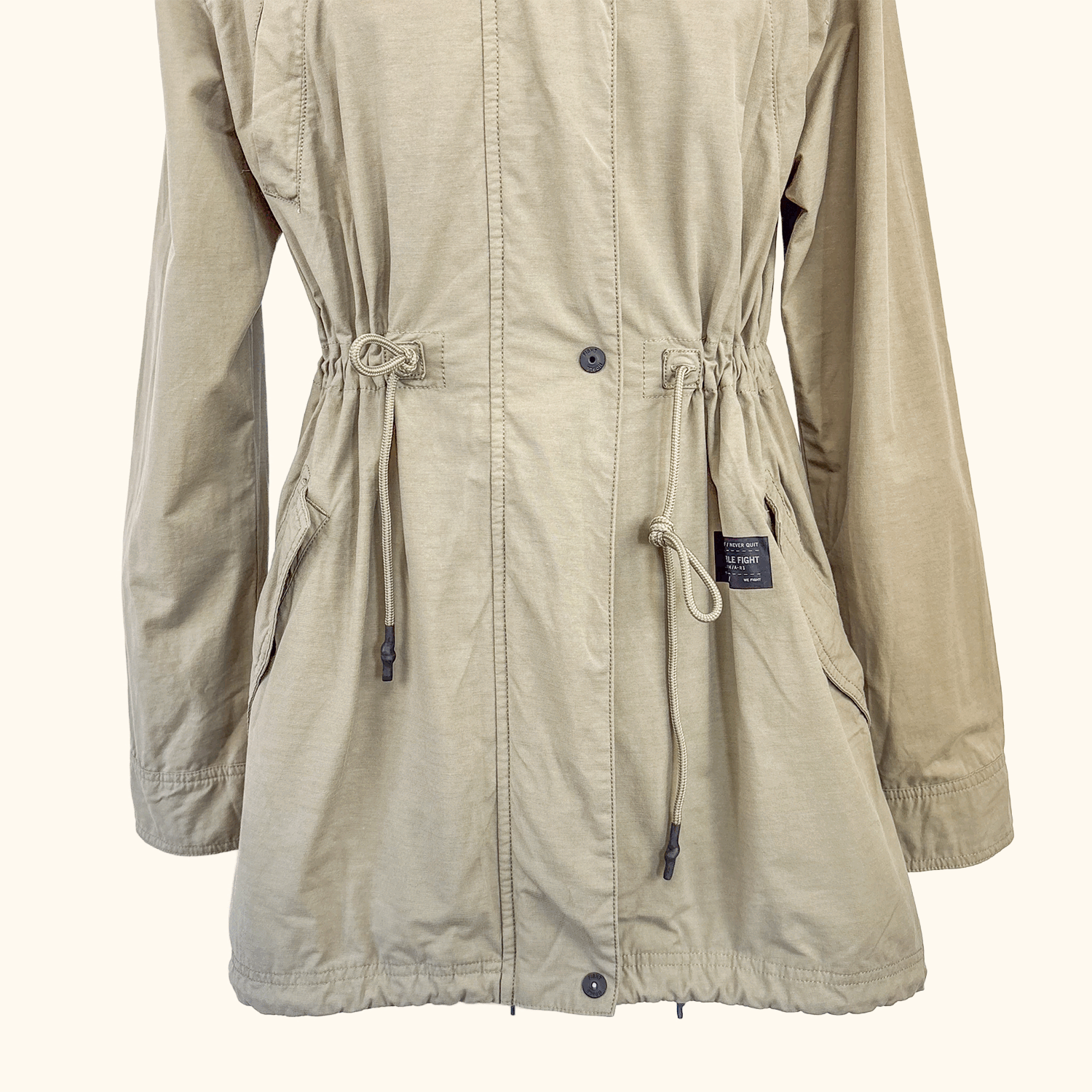 Reebok Noble Fight Fishtail Khaki Parka Jacket - Size Small