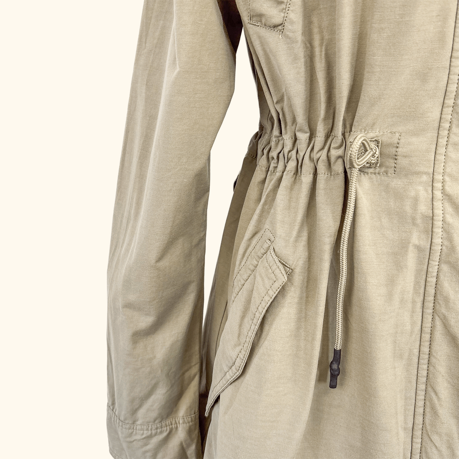 Reebok Noble Fight Fishtail Khaki Parka Jacket - Size Small