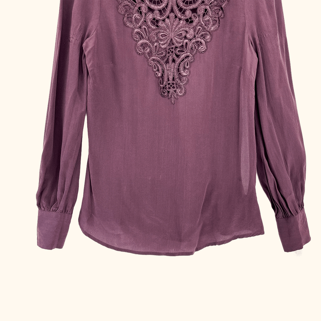 Mint Velvet Purple Silk Long Sleeve Blouse - Size 8