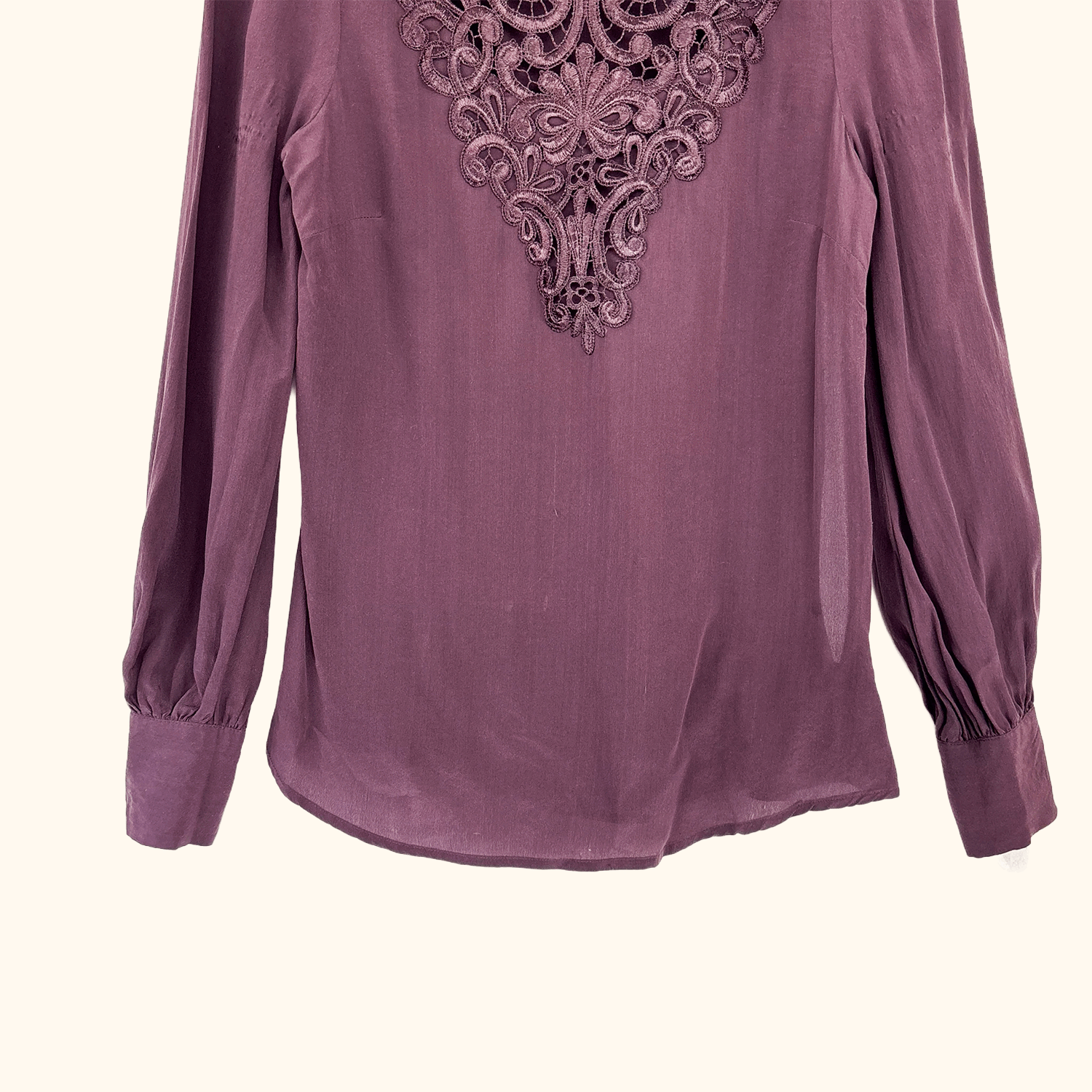Mint Velvet Purple Silk Long Sleeve Blouse - Size 8