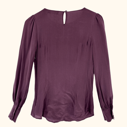 Mint Velvet Purple Silk Long Sleeve Blouse - Size 8