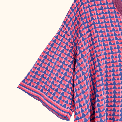 Zara Pink Geometric Short Sleeve Cardigan - Size Medium