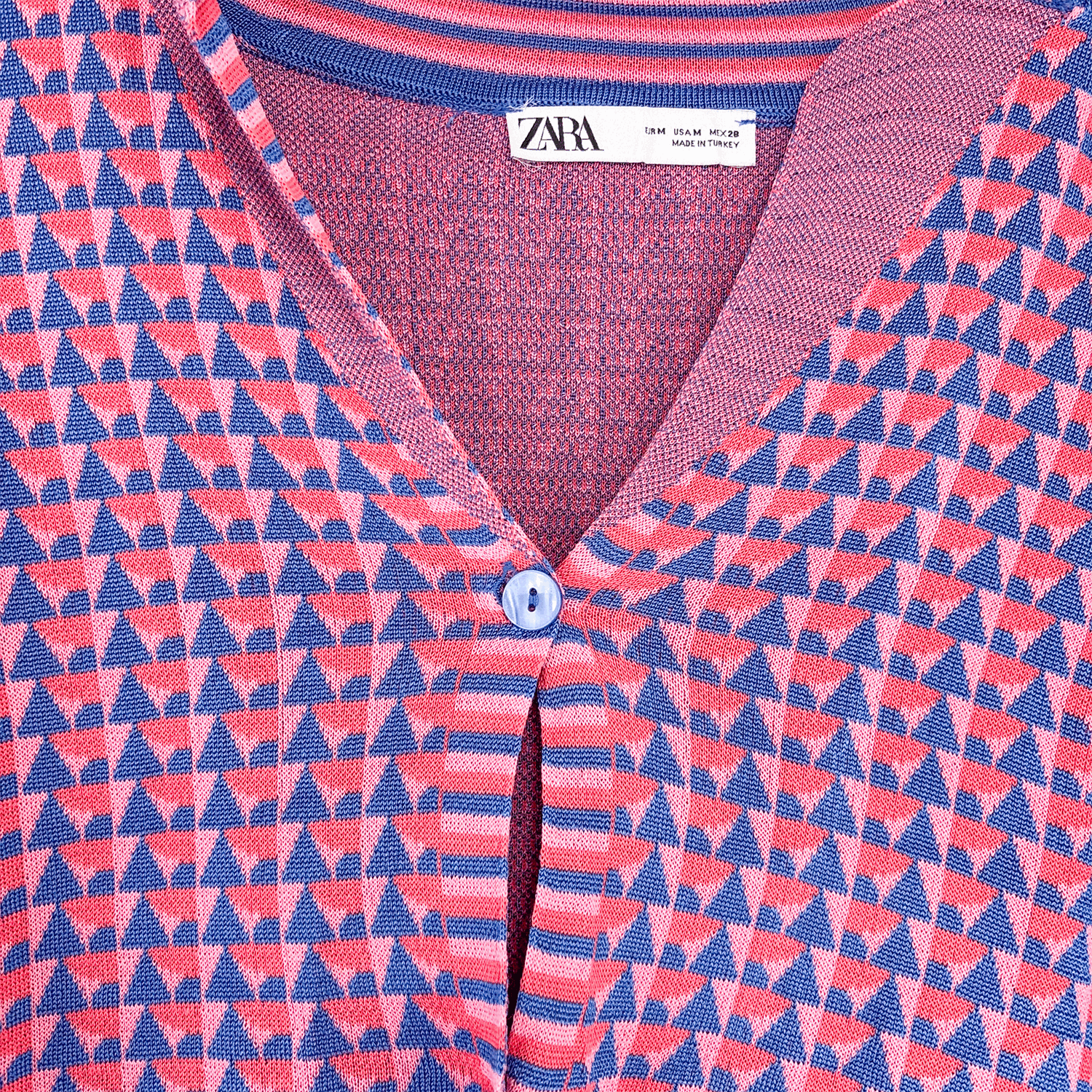 Zara Pink Geometric Short Sleeve Cardigan - Size Medium