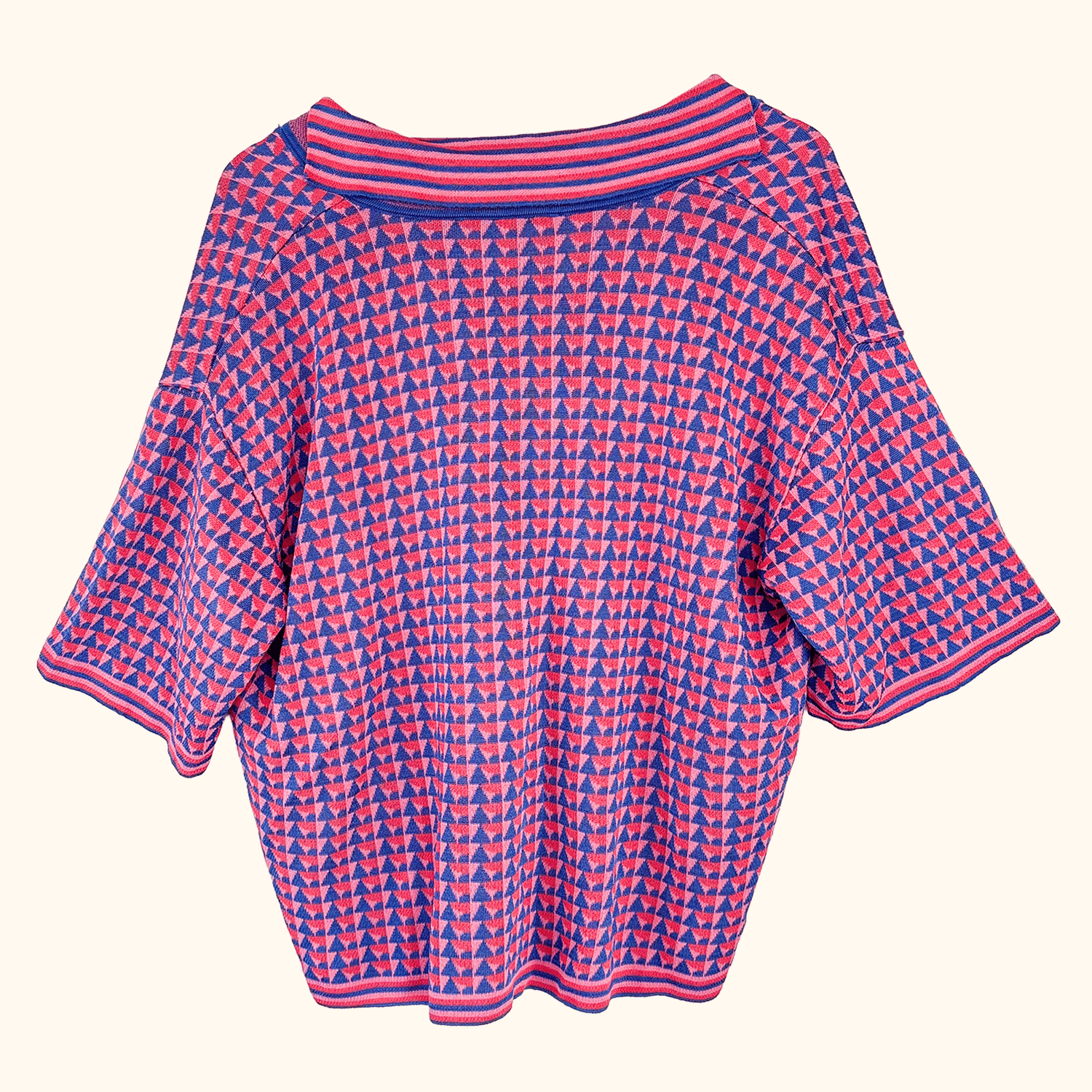 Zara Pink Geometric Short Sleeve Cardigan - Size Medium