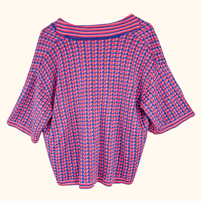 Zara Pink Geometric Short Sleeve Cardigan - Size Medium