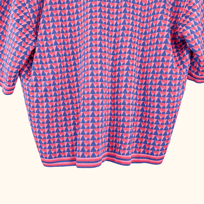 Zara Pink Geometric Short Sleeve Cardigan - Size Medium