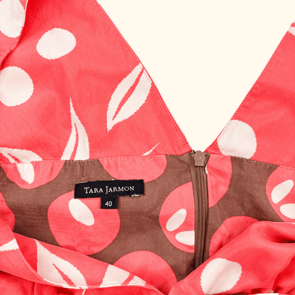 Tara Jarmon Coral Hawaiian Midi Dress - Size Medium