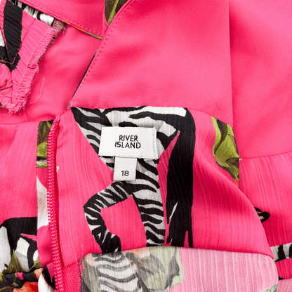 River Island Pink Zebra Maxi Summer Dress - Size 18