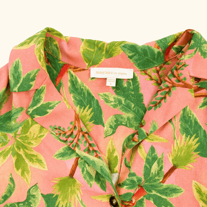 Monteau Los Angeles Linen Blend Hawaiian Shirt - Size Large