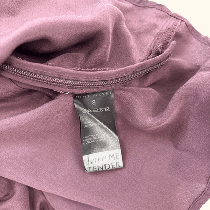 Mint Velvet Purple Silk Long Sleeve Blouse - Size 8