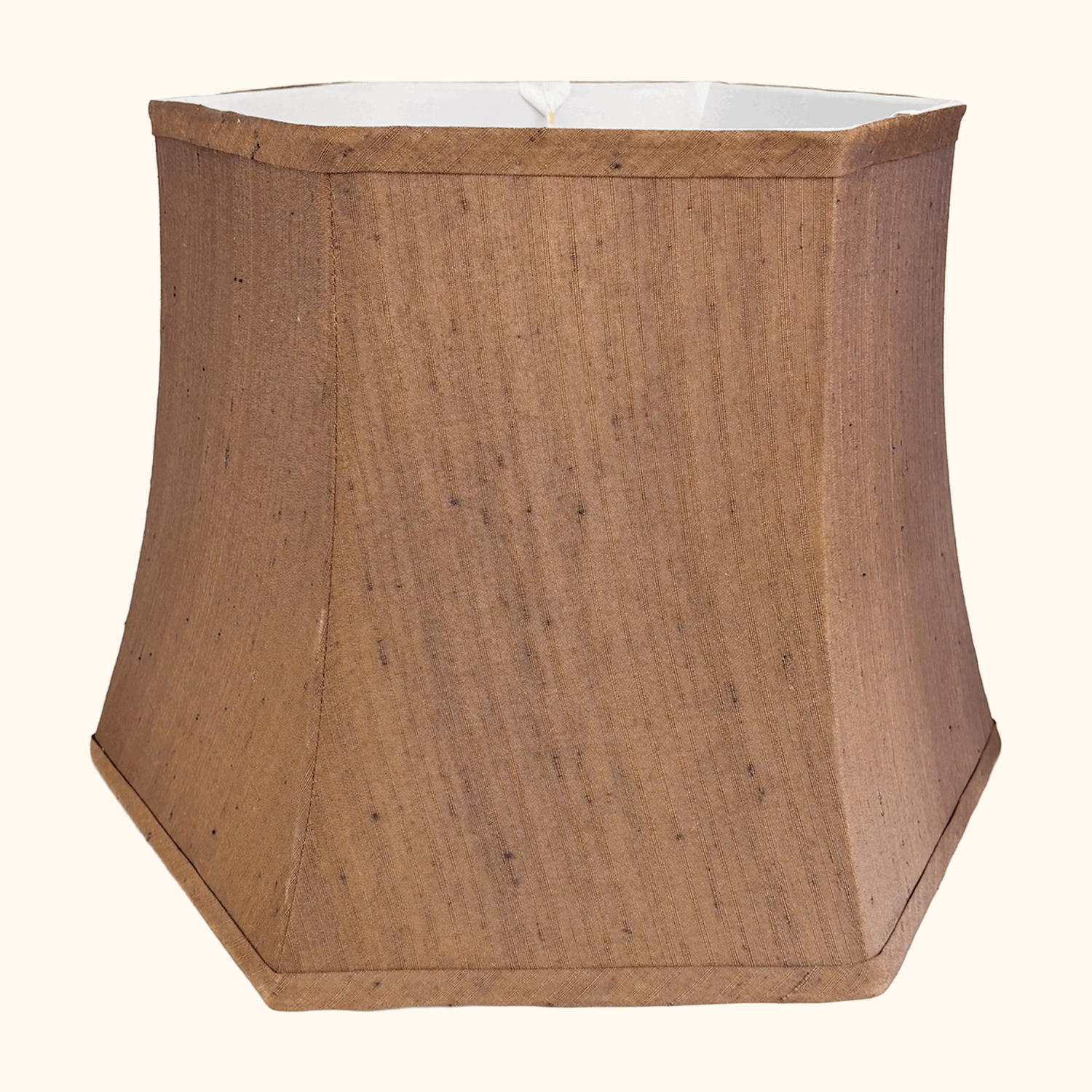 Vintage Chocolate Brown Silk Hexagonal Lampshade