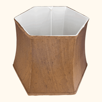 Vintage Chocolate Brown Silk Hexagonal Lampshade