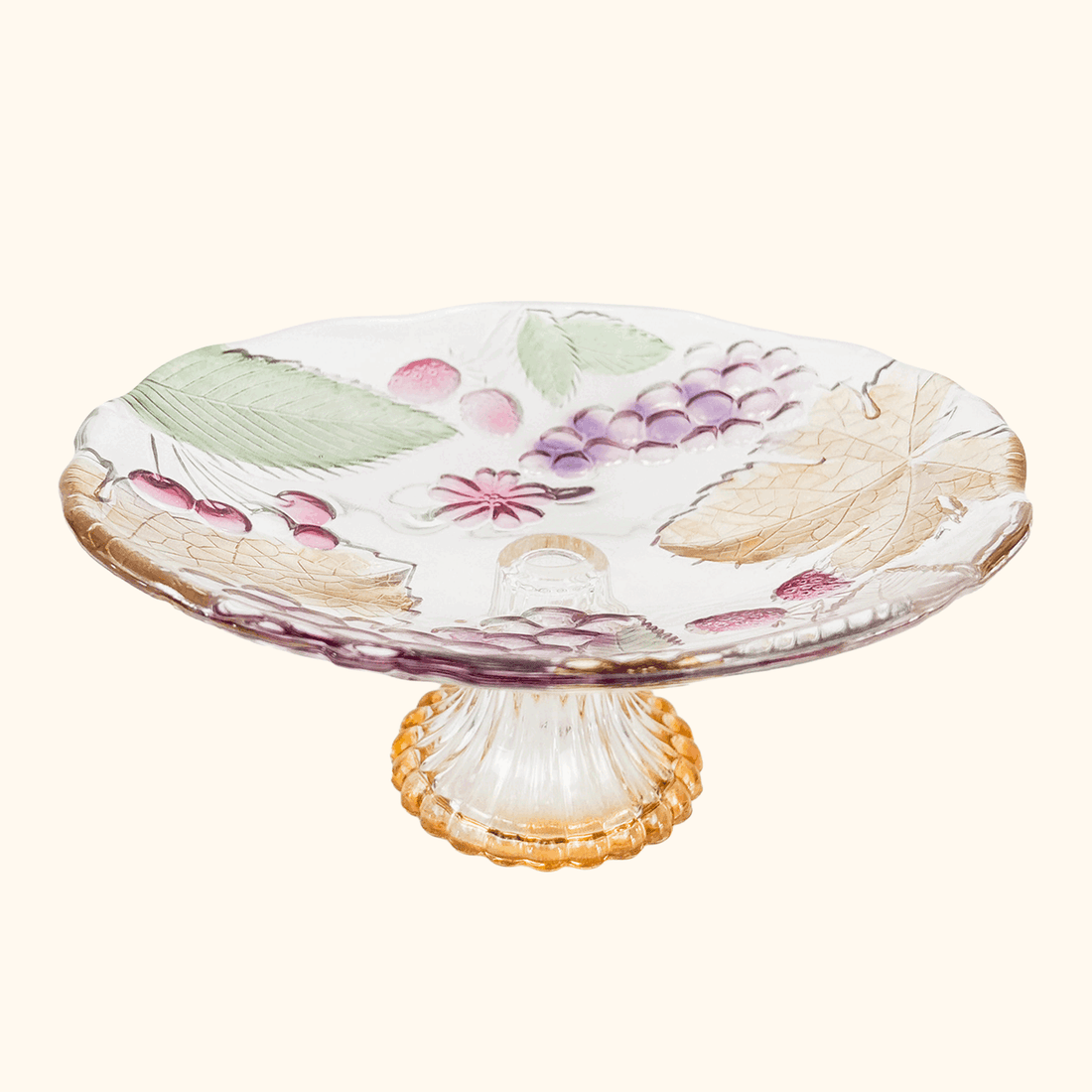 SOGA Japan Coloured Glass Fruit Pedestal Cake Stand