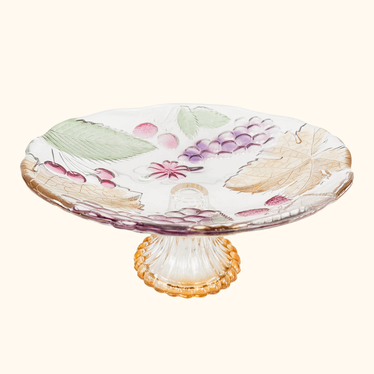 SOGA Japan Coloured Glass Fruit Pedestal Cake Stand