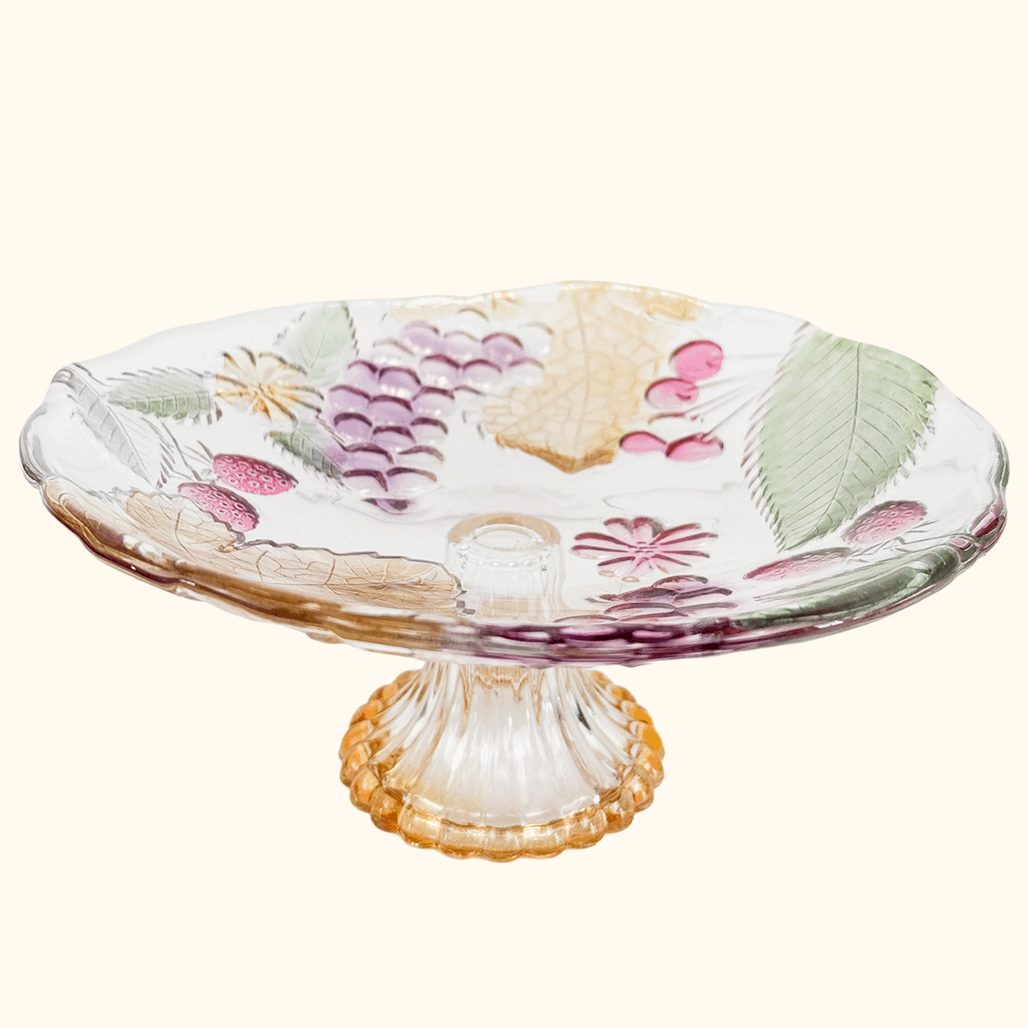 SOGA Japan Coloured Glass Fruit Pedestal Cake Stand