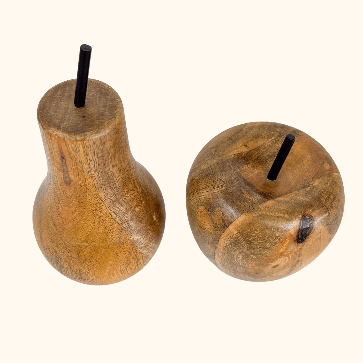 Mid Century Hand Turned Wood Fruit Ornaments