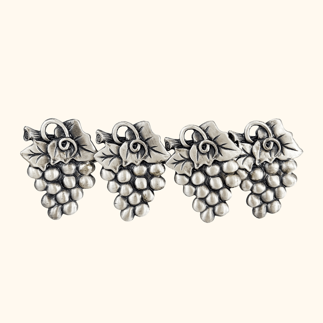 Vintage 1990s Metalla Pewter Grapes Napkin Rings Set of 4