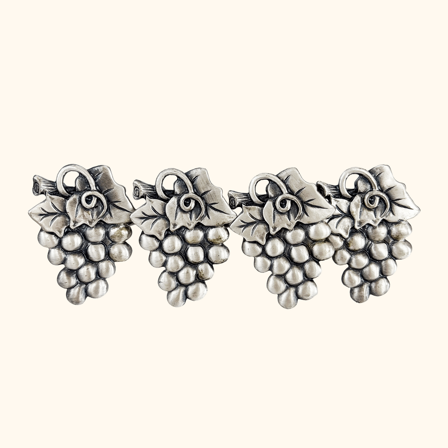 Vintage 1990s Metalla Pewter Grapes Napkin Rings Set of 4