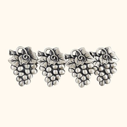 Vintage 1990s Metalla Pewter Grapes Napkin Rings Set of 4