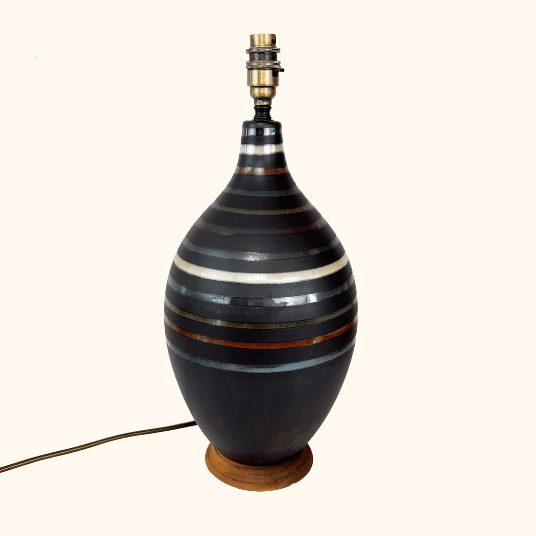 Large Striped Ceramic Table Lamp Base