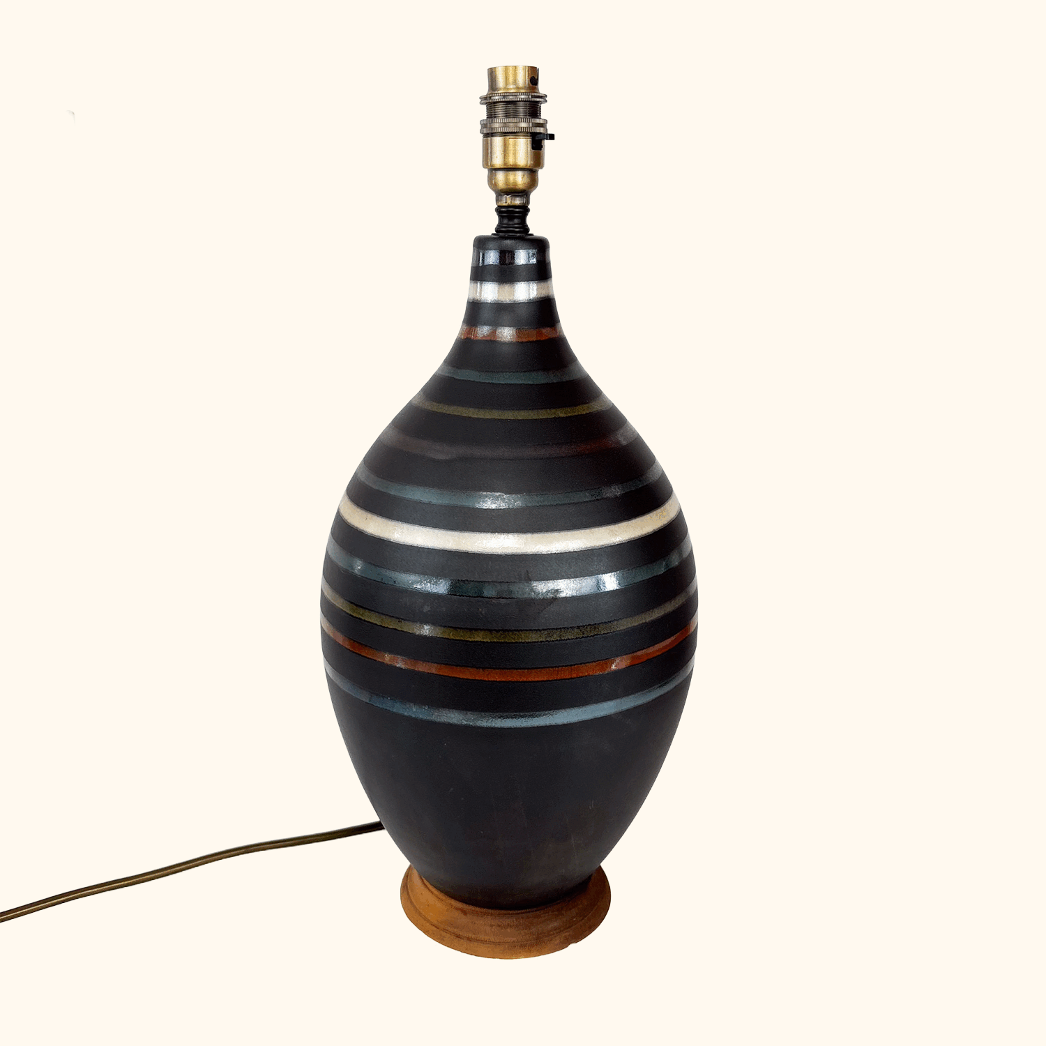 Large Striped Ceramic Table Lamp Base