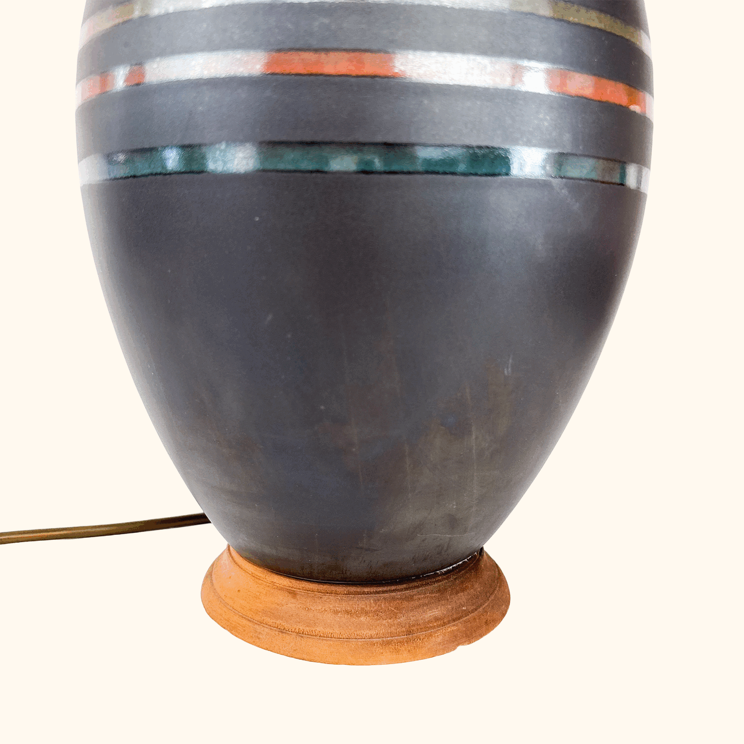 Large Striped Ceramic Table Lamp Base