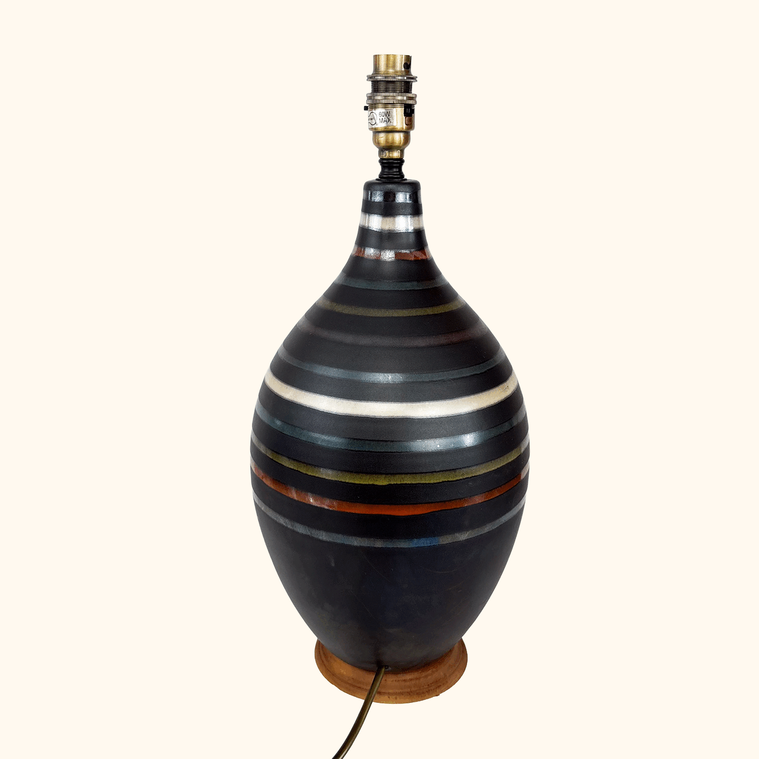 Large Striped Ceramic Table Lamp Base