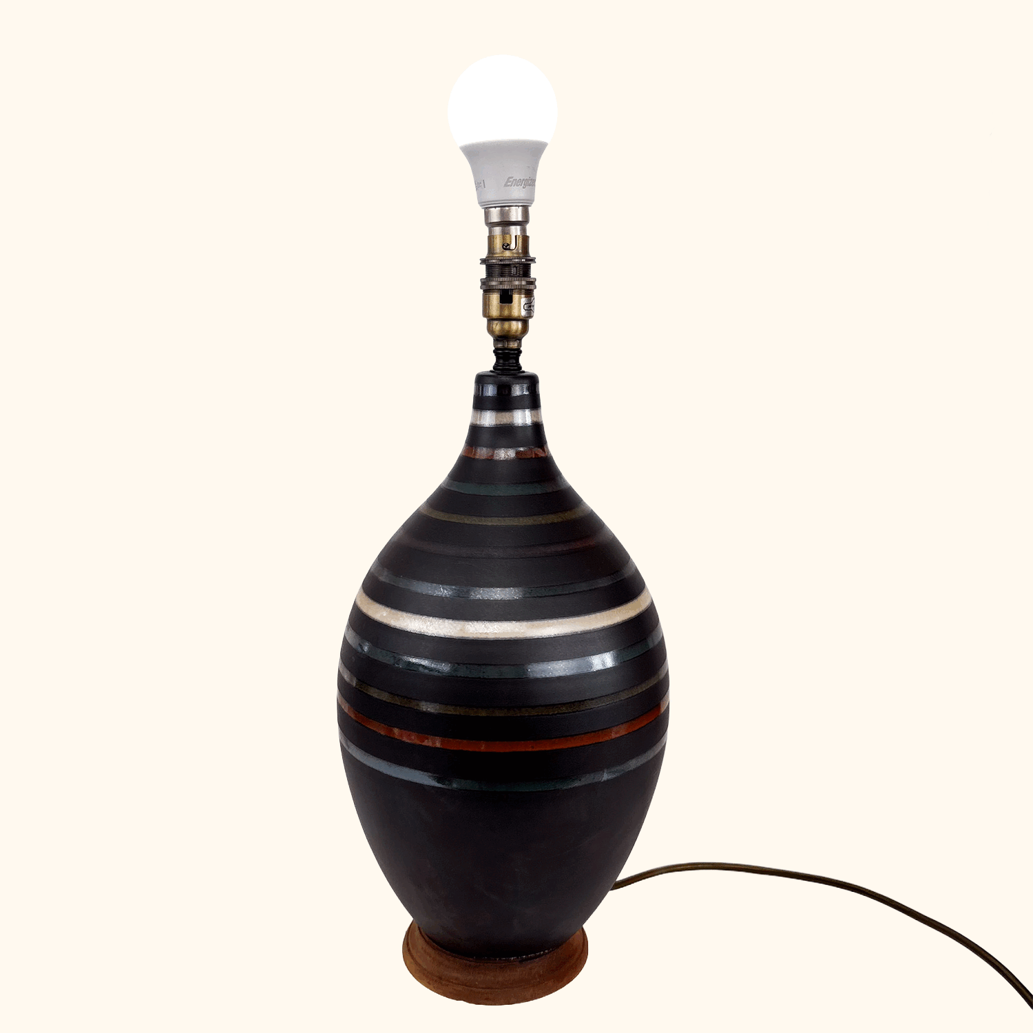 Large Striped Ceramic Table Lamp Base
