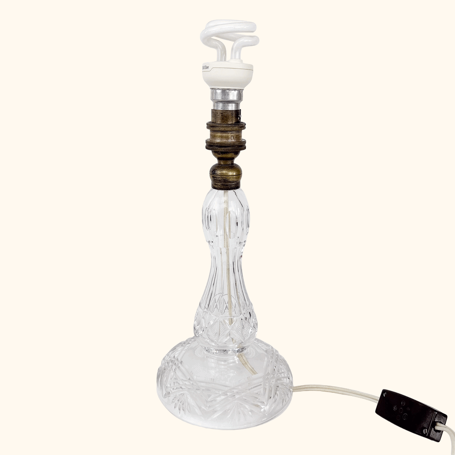Vintage Cut Glass Candlestick Lamp Base