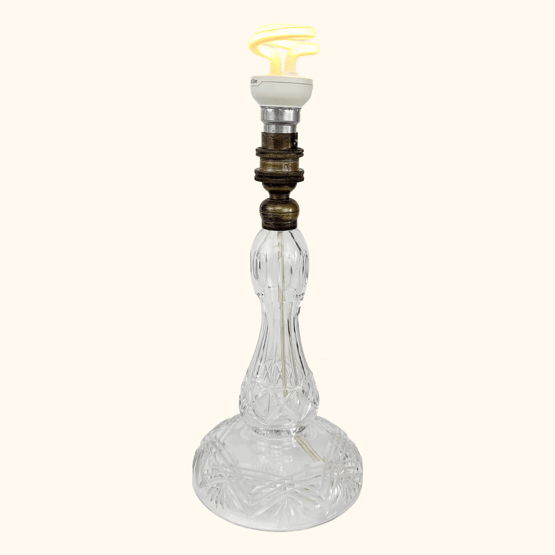 Vintage Cut Glass Candlestick Lamp Base