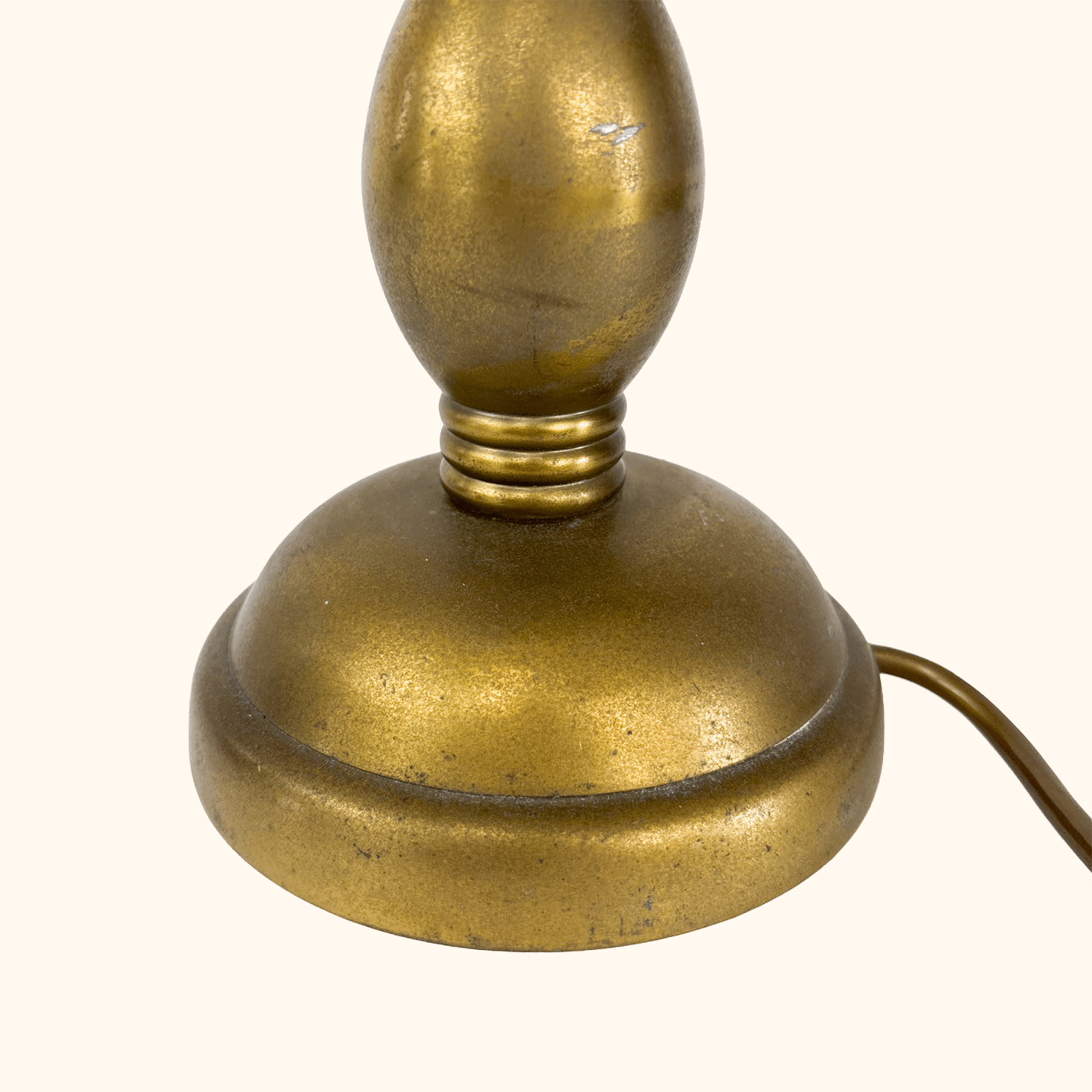 Tall Brass Table Lamp with Green Silk Feather Shade