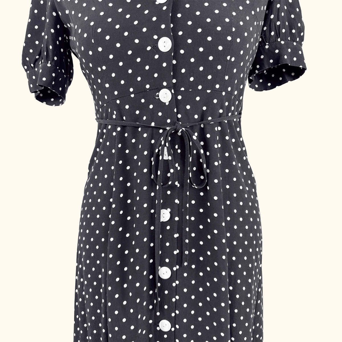 Kitri Black Polka Dot Retro Midi Dress - Size 6