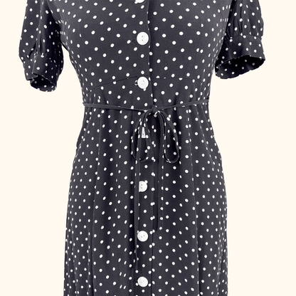 Kitri Black Polka Dot Retro Midi Dress - Size 6