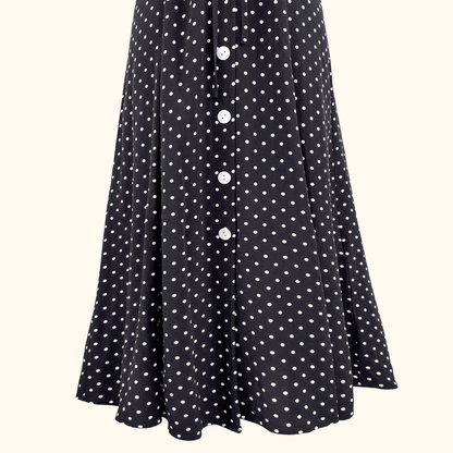 Kitri Black Polka Dot Retro Midi Dress - Size 6