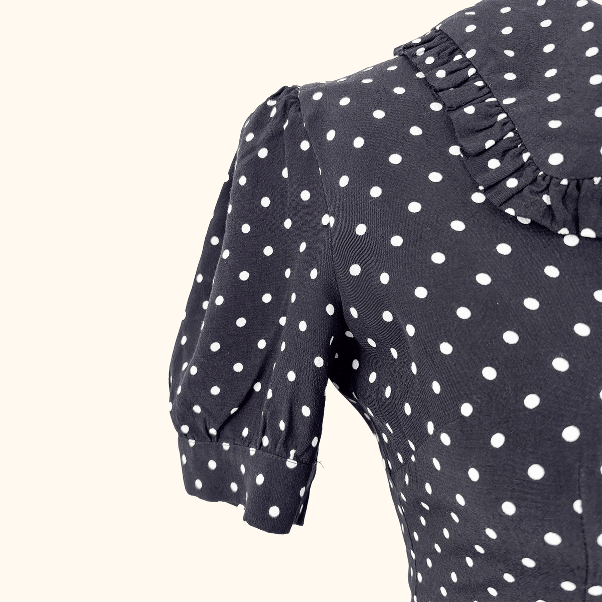 Kitri Black Polka Dot Retro Midi Dress - Size 6