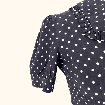 Kitri Black Polka Dot Retro Midi Dress - Size 6