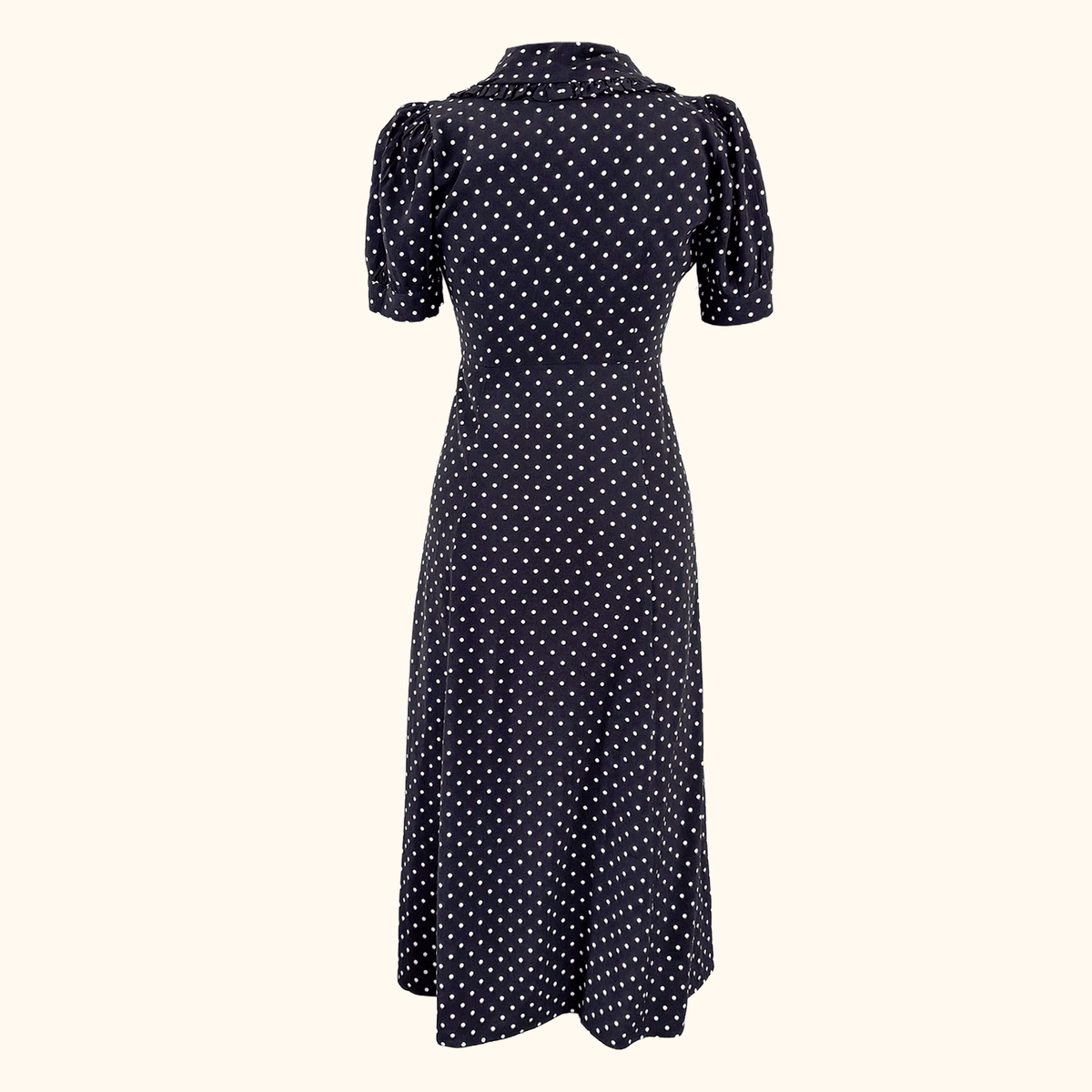 Kitri Black Polka Dot Retro Midi Dress - Size 6