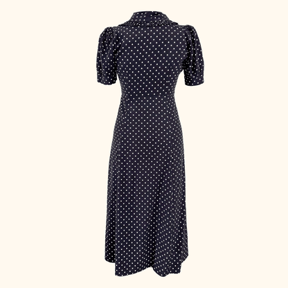 Kitri Black Polka Dot Retro Midi Dress - Size 6