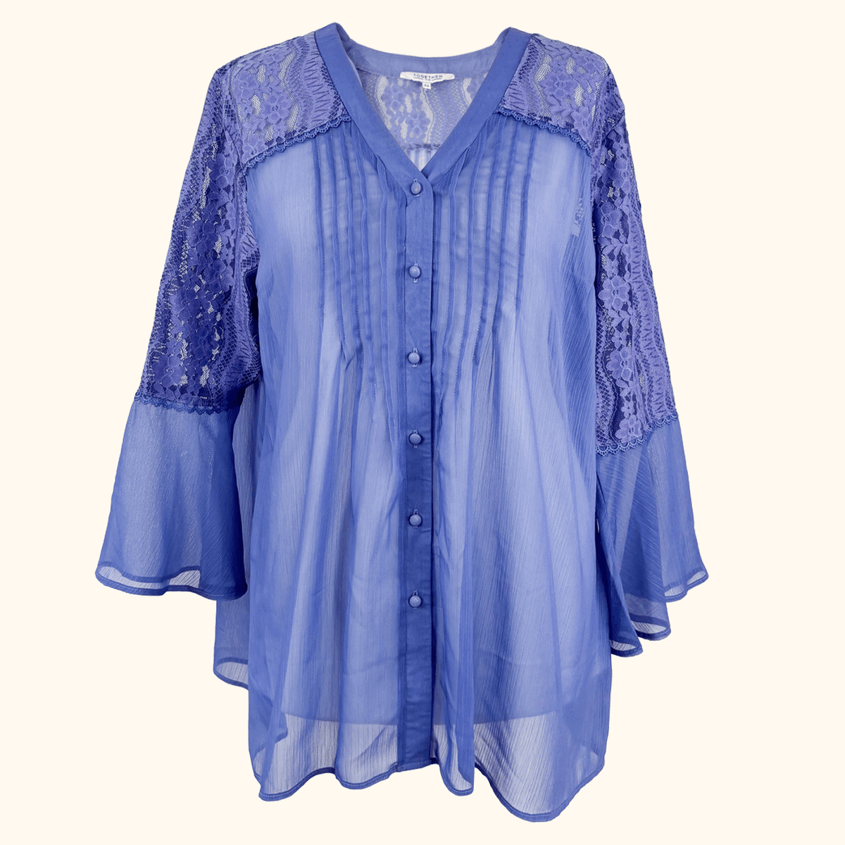 Together Purple Lace Chiffon Blouse - Size 12