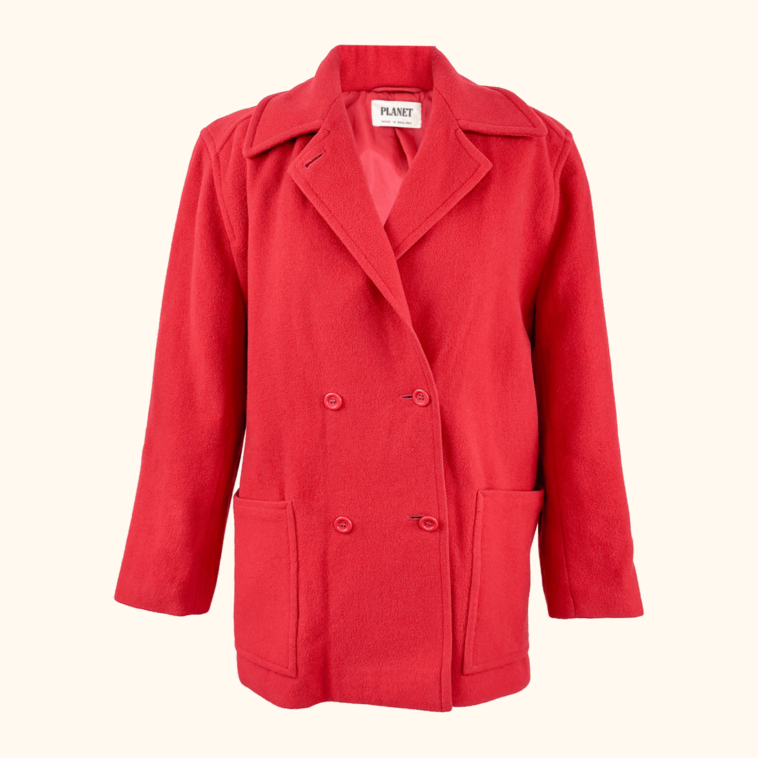 Vintage Planet Red Wool Peacoat - Size 12