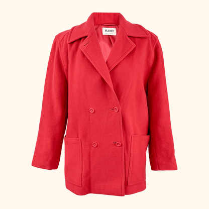 Vintage Planet Red Wool Peacoat - Size 12