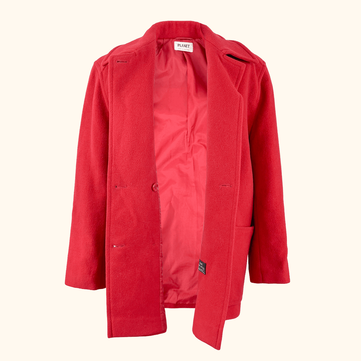 Vintage Planet Red Wool Peacoat - Size 12