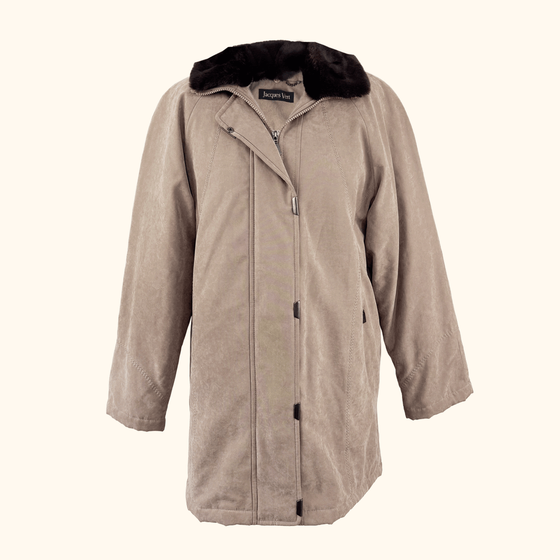 Jacques Vert Faux Suede Mid-Length Coat - Size Small