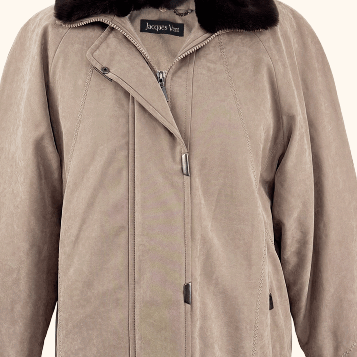 Jacques Vert Faux Suede Mid-Length Coat - Size Small